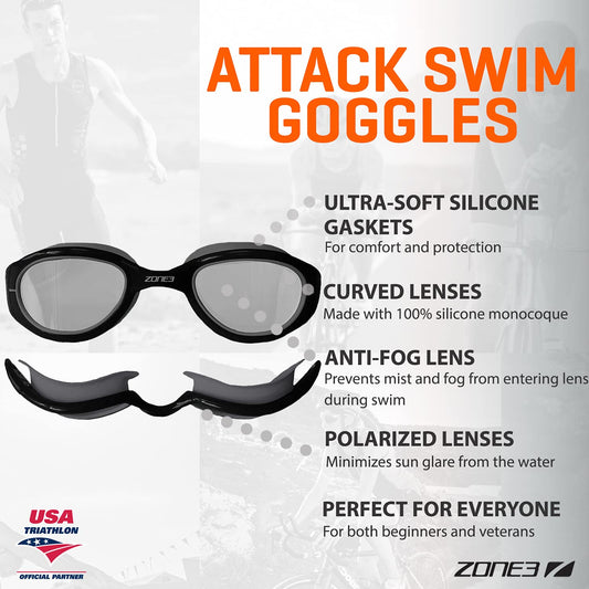 ZONE3 Attack Swim Goggles (Photocromatic - Black/Grey)