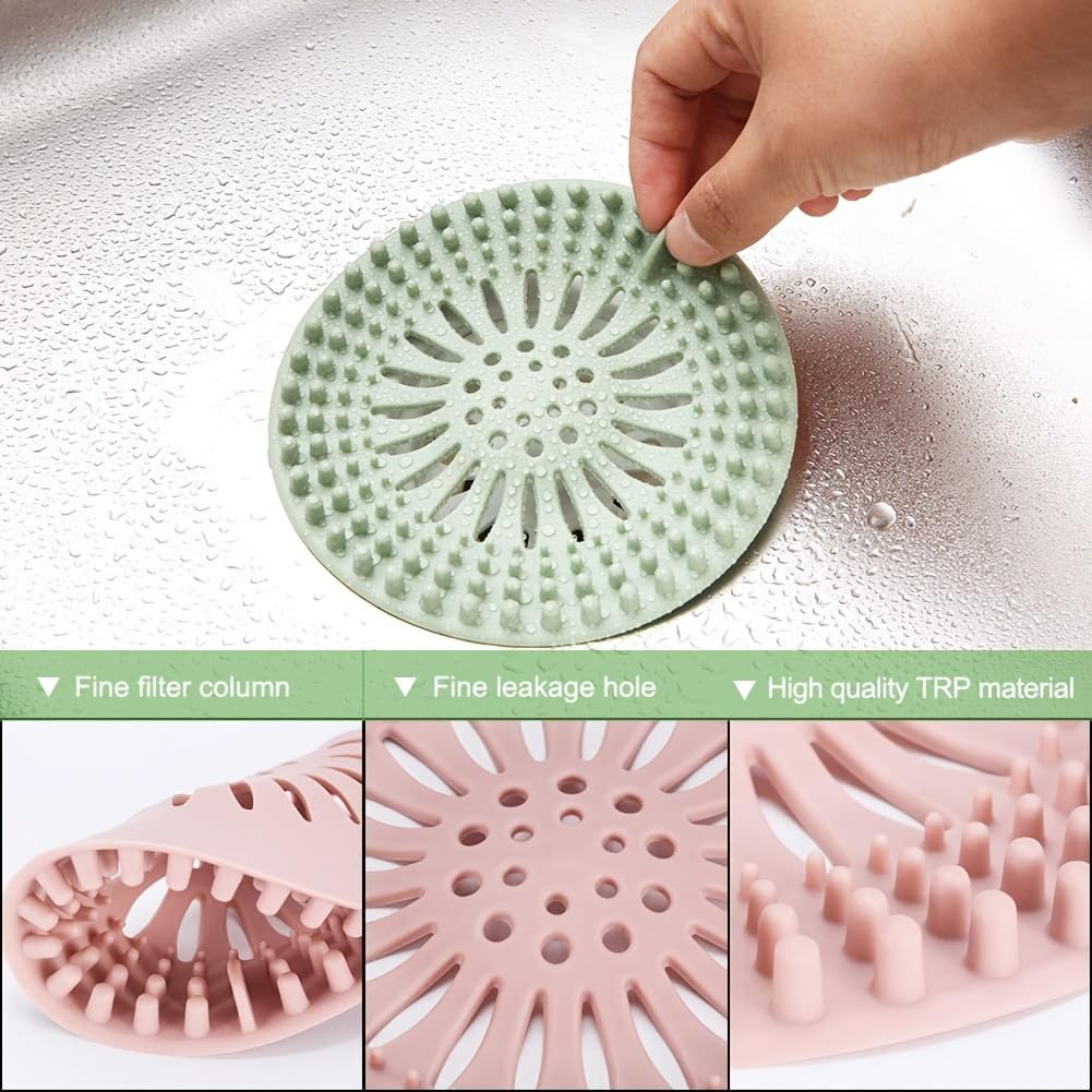 Set of 4 Silicone Hair Catchers for Shower Drains, Sink Strainers & Protectors – Durable