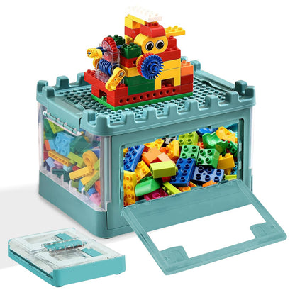 alouweekukky Kids Plastic Folding Storage Box with Lid, Double Opening with Pulleys, Suitable for Kids