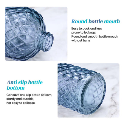 Topsky Glass Soap Dispenser with Silver Metal Pump 400ml Blue