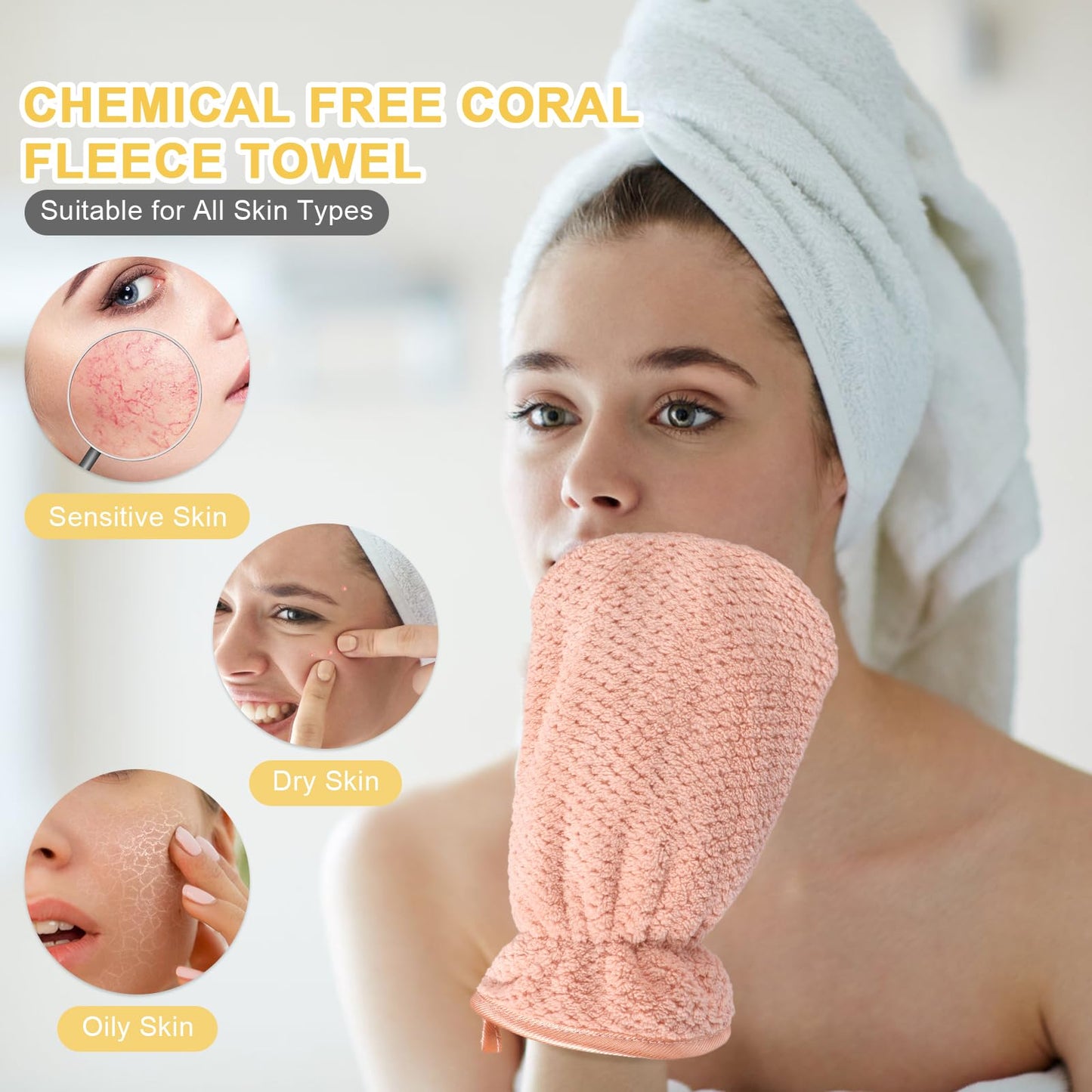 PHOGARY Microfiber Wash Mitt for Body & Face, Super Soft Absorbent Washcloth, Coral Fleece Face Cloth Bath Mitts for Child Adult