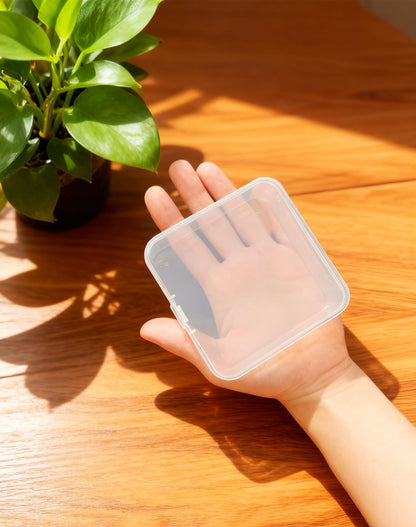LJY Clear Square Plastic Boxes with Lids, 18 Pack, 3.7 x 3.7 x 1.4 in