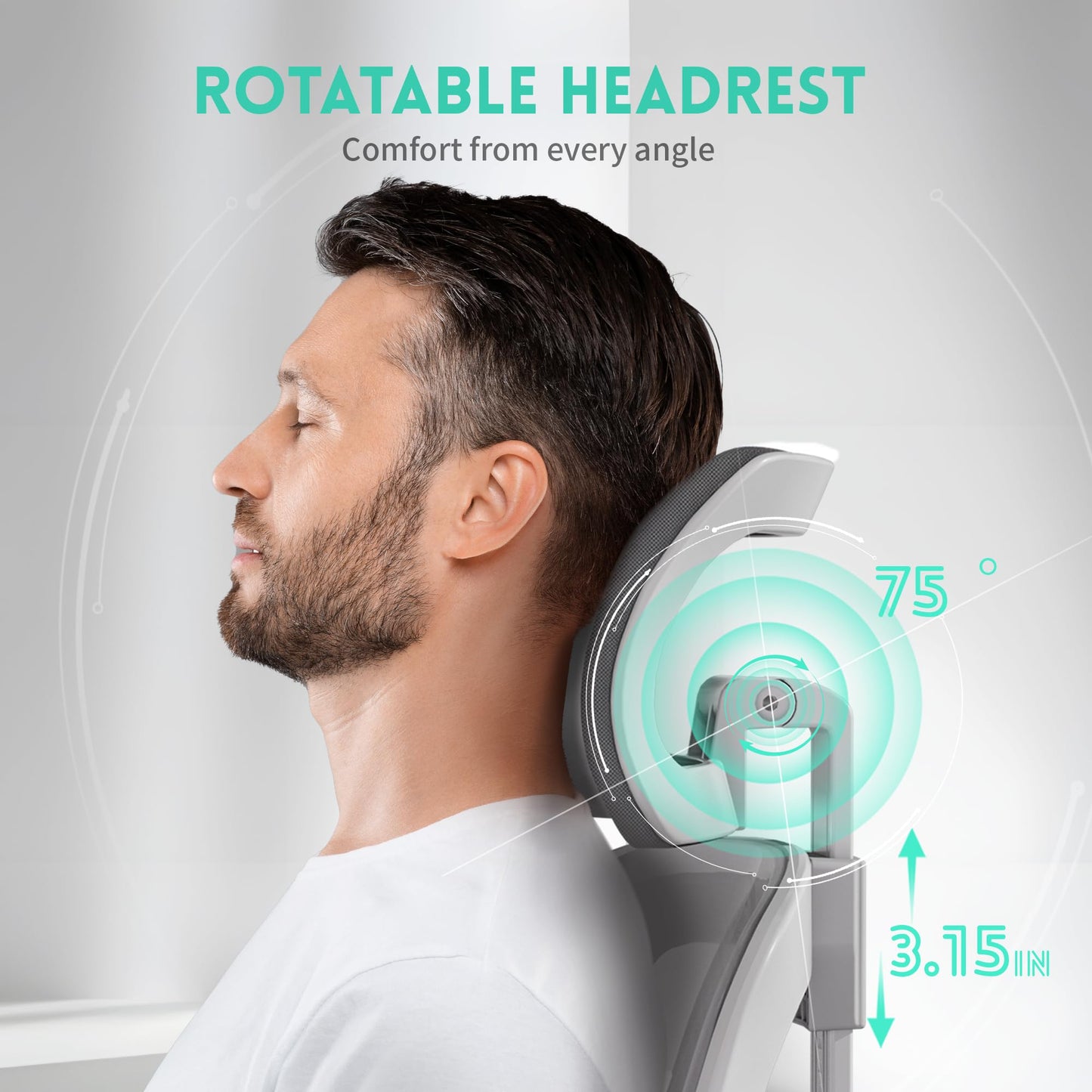Ergonomic Office Chair, S-Shaped Mesh Desk Chairs, Adjustable Headrest & Lumbar Support, 90°Flip-Up Armrest