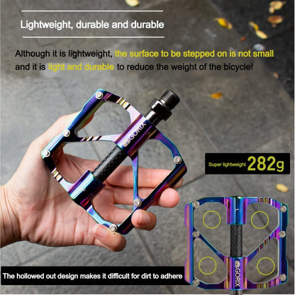 GORIX Bike Flat Pedals Oil Slick Wide CNC Lightweight With Non-slip Pin Spike Road Mountain MTB Bicycle (GX-FX61)