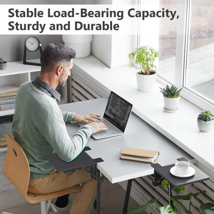 Ergonomics Desk Extender Tray, 20x24x1cm Foldable Desk Extension Table Mount Arm Rest Shelf Without Punching Computer Keyboard Support Stand for Dorm