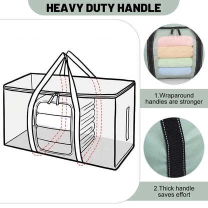 6 Pack 90L Moving Bags Clothes Storage Bags with View Window for Dorm,Green