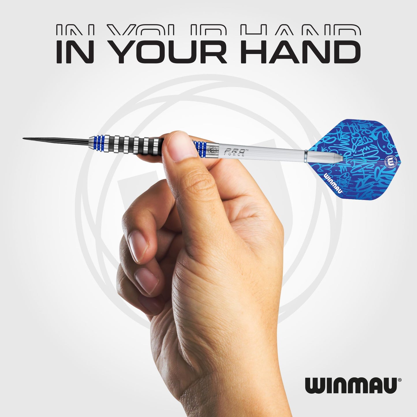 WINMAU Advance 500 Series Tungsten Blue 24 Gram Steeltip Darts Set with Flights and Shafts (Stems)