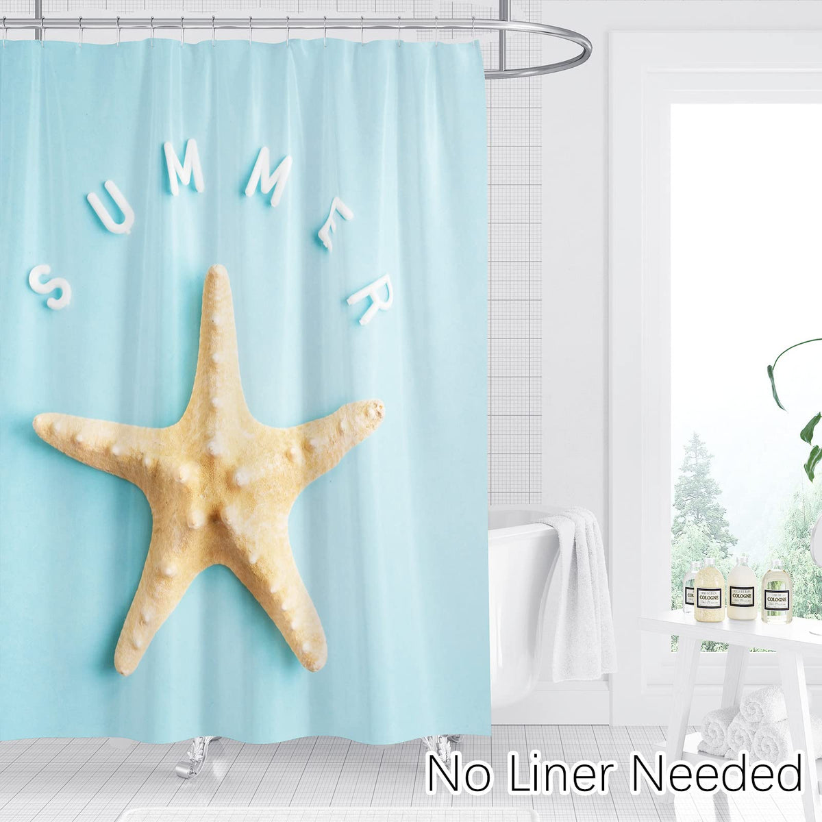 Berkin Arts Bathroom Shower Curtain Set 70x70 Inch Waterproof Polyester with Hooks Photorealism Starfish