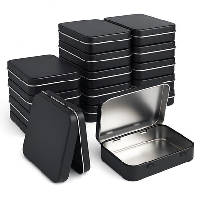 Forever bene 20 Small Metal Tins with Hinged Lids, 20 Pieces, Black, each piece measures 9,5 × 6 × 2,2 cm