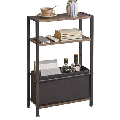 Aibiju Side Table with Storage, 3-Tier Slim Side Table with Fabric BasketNarrow Bedside Table Small Narrow Side Table for Small SpacesBedroom,Living