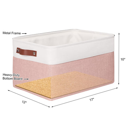 Syeeiex Large Storage Baskets for Shelves with Leather Handle, 3 Pack