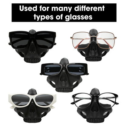 Marsrut Skull Glasses Stand Holder, Creative Eyeglasses Holder, Resin Statue Ornament, Sunglasses Spectacle Display Rack for Home, Office, Desk