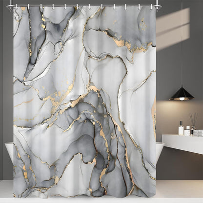 GCIREC Shower Curtain, 180x200cm, Light Gray Ombre Modern Abstract Art Marble Waterproof Fabric Machine Washable Bathroom Curtain with Hooks