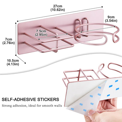 XILIMEN Hair Dryer and Straightener Holder Wall Mounted, Self Adhesive Metal Blow Dryer and Flat Iron Curler Storage Organiser Stand for Dressing