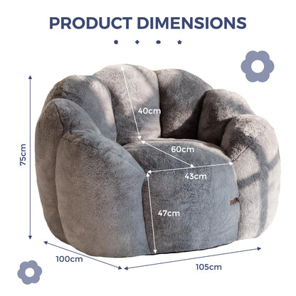 MAXYOYO Floral Shaped Bean Bag Sofa, Includes Filling, Faux Fur Fabric