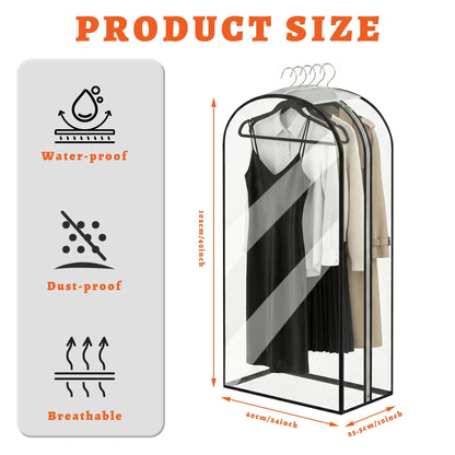 2Pcs Garment Bags for Open Closet, Full Clear Clothes Covers with Zipper for Hanging Clothes, Clothes Covers for Coats, Suit, Jackets, Windbreaker