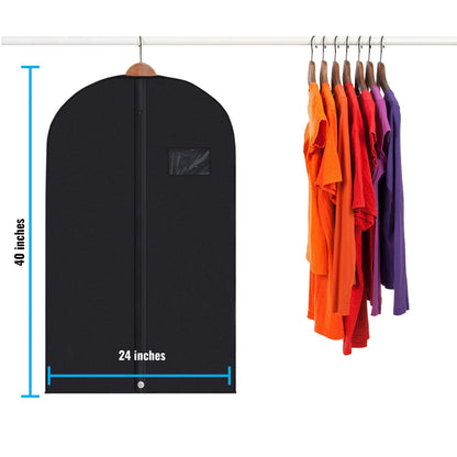 Plixio 40" Black Garment Bags Suit Bag for Travel & Clothing Storage of Dresses, Shirts, Fur Coats, Jackets & Dance Costumes