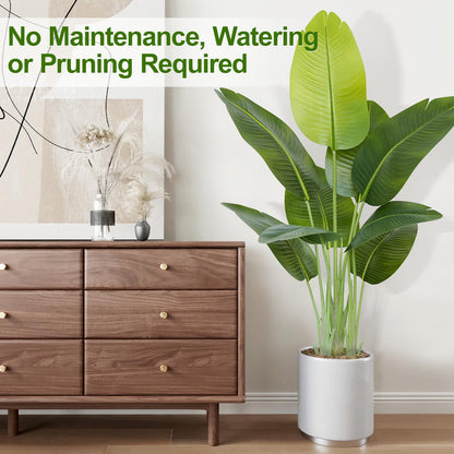 Keeplush Artificial Bird of Paradise Plant Outdoor 120CM Fake Tropical Banana Tree with 9 Leaves-Perfect Faux Plants for Indoor, Floor Plant in Pot