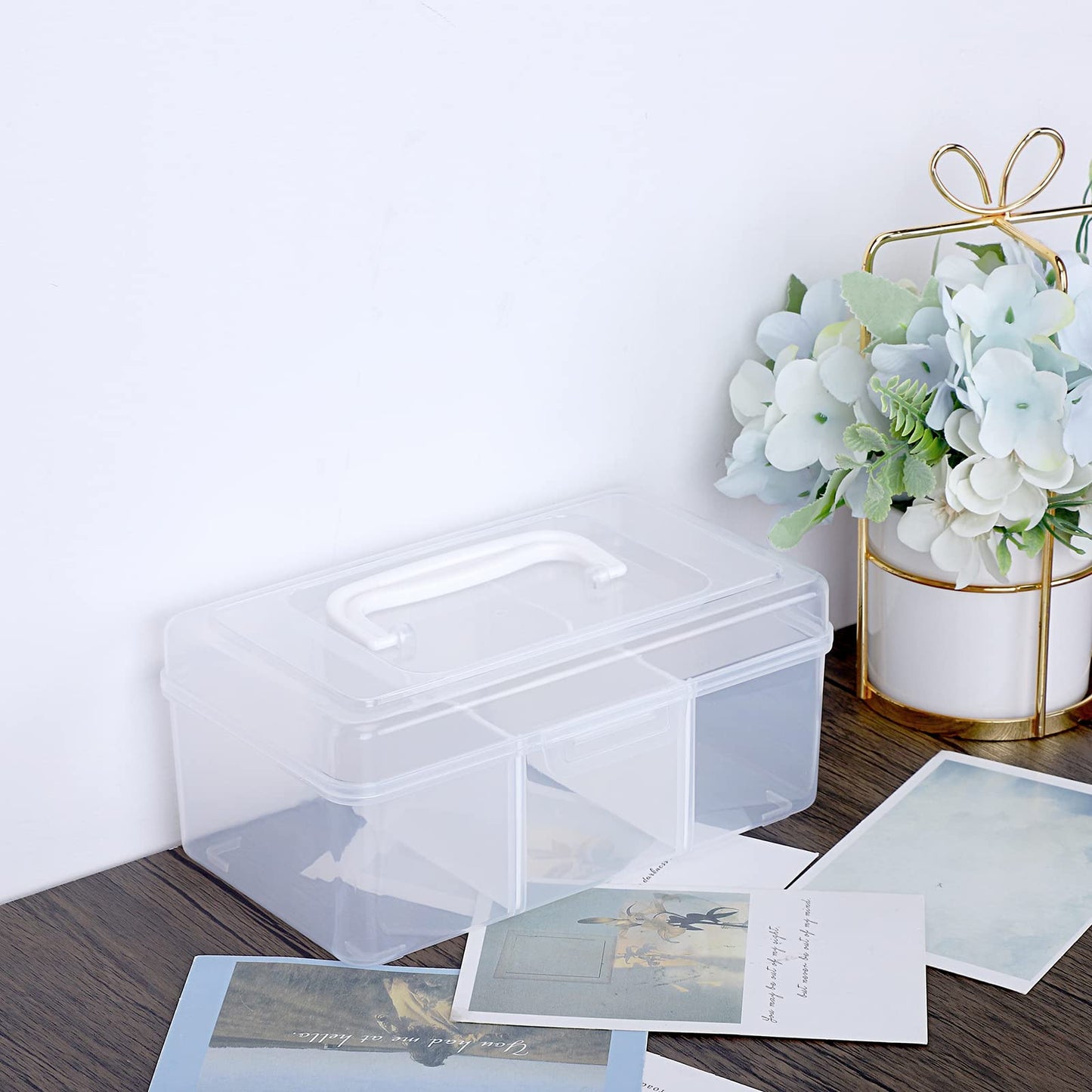 IGNPION Small Plastic Dividing Storage Box, Clear Craft Tool Storage Box