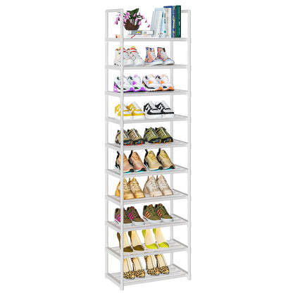 OYREL Shoe Rack, 10 Tier Tall Sturdy Metal Shoe Storage Organizer White