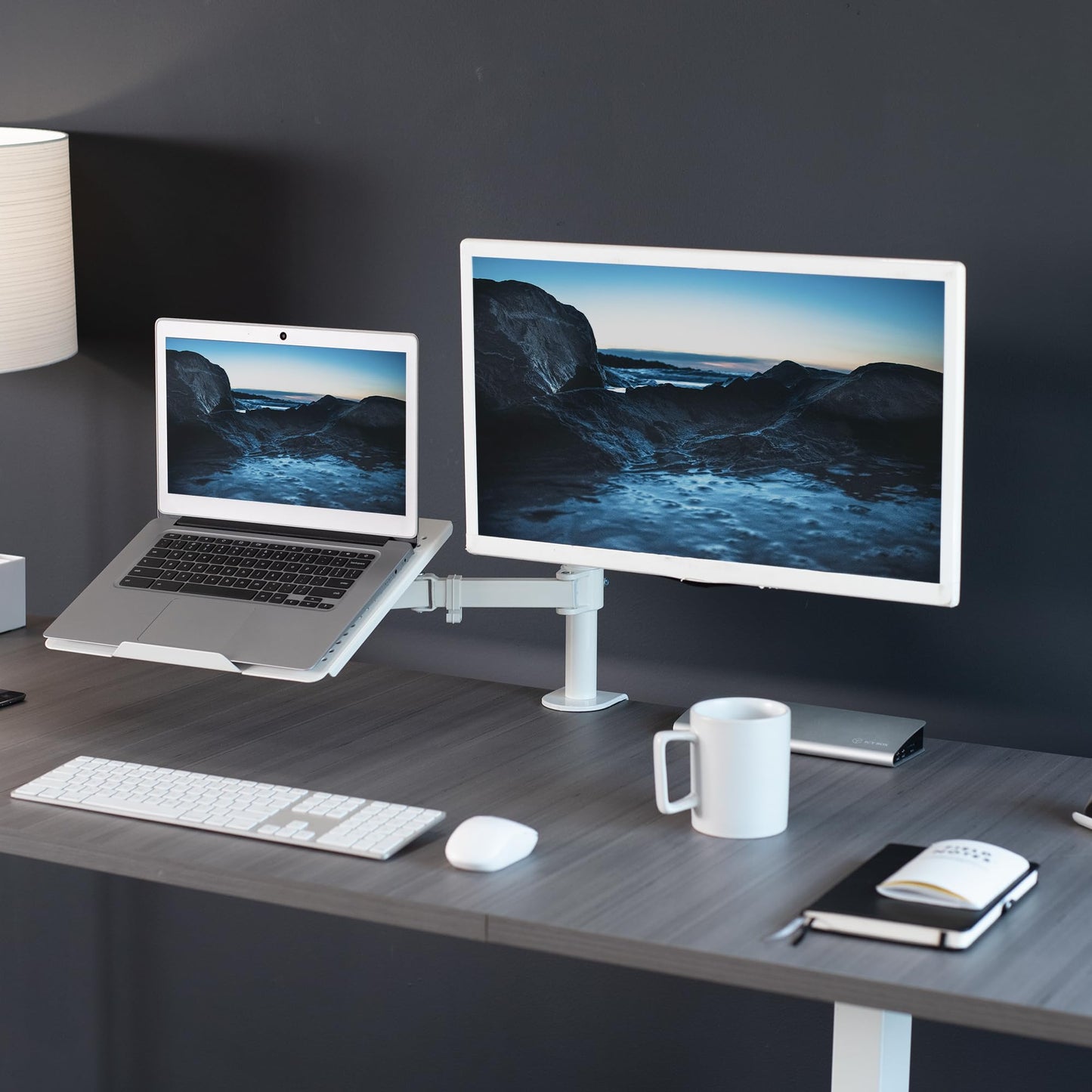 VIVO Fully Adjustable 13 to 32 inch Single Computer Monitor and Laptop Desk Mount Combo, Stand with Grommet Option, Fits up to 17 inch Laptops