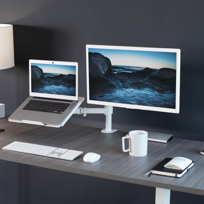 VIVO Fully Adjustable 13 to 32 inch Single Computer Monitor and Laptop Desk Mount Combo, Stand with Grommet Option, Fits up to 17 inch Laptops