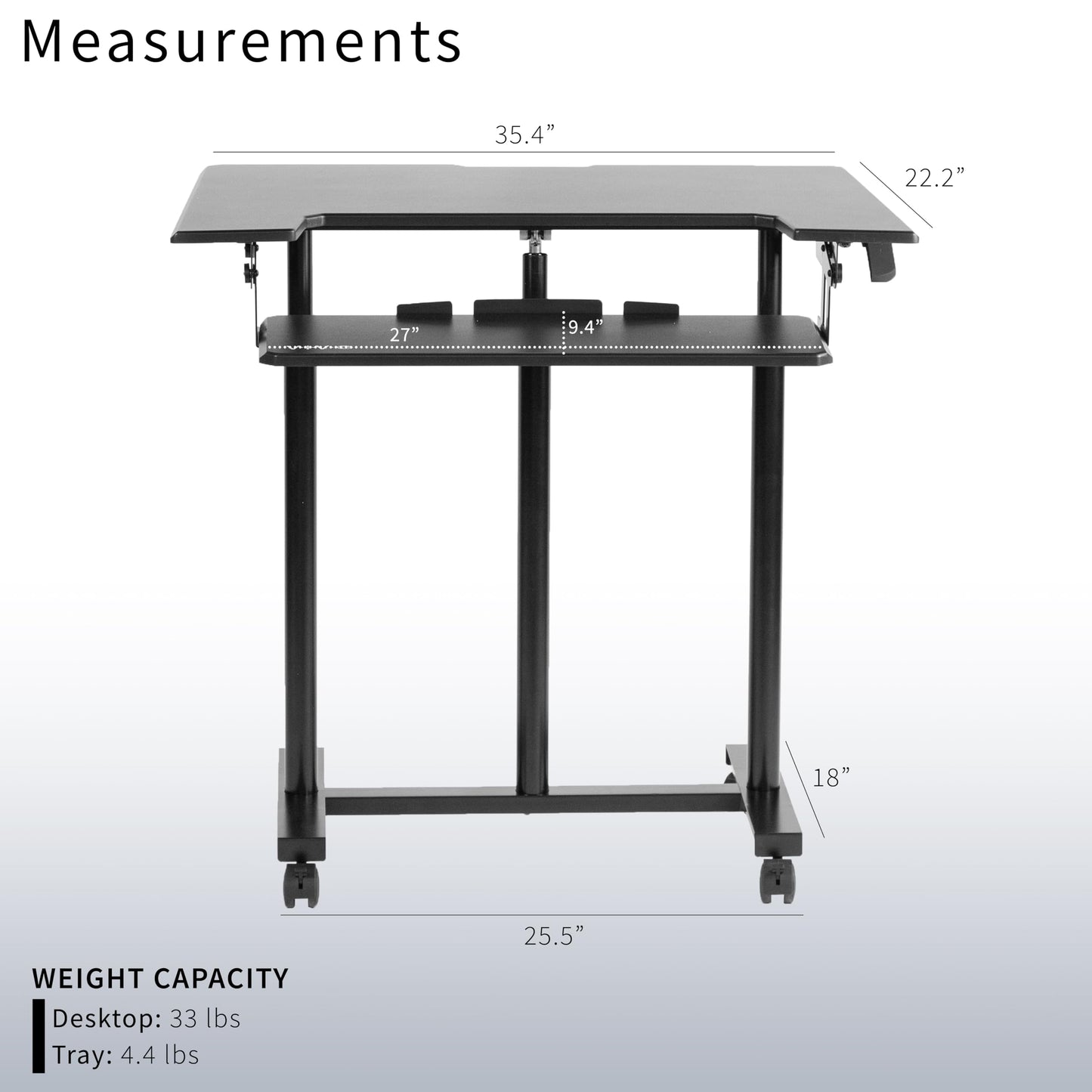 VIVO Mobile Height Adjustable Table, Stand Up Desk Cart with Sliding Keyboard Tray, Computer Workstation, Rolling Presentation Cart, Black, CART-V06A