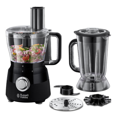 Russell Hobbs Desire Electric Food Processor, Bowl with 1.5L usable capacity, 1.5L Plastic jug, Stainless steel blades, reversible slicing/shredding