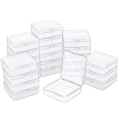 LJY 24 Pack Plastic Storage Boxes with Lids 12.5 x 12.5 x 3.5 cm, Clear