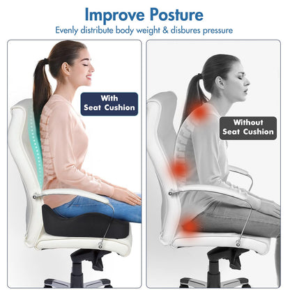 SKYNY Memory Foam Seat Cushion – Ergonomic Coccyx Cushion for Tailbone Pain & Sciatica Relief – Pressure Relief Cushion for Back Pain, Office Chair