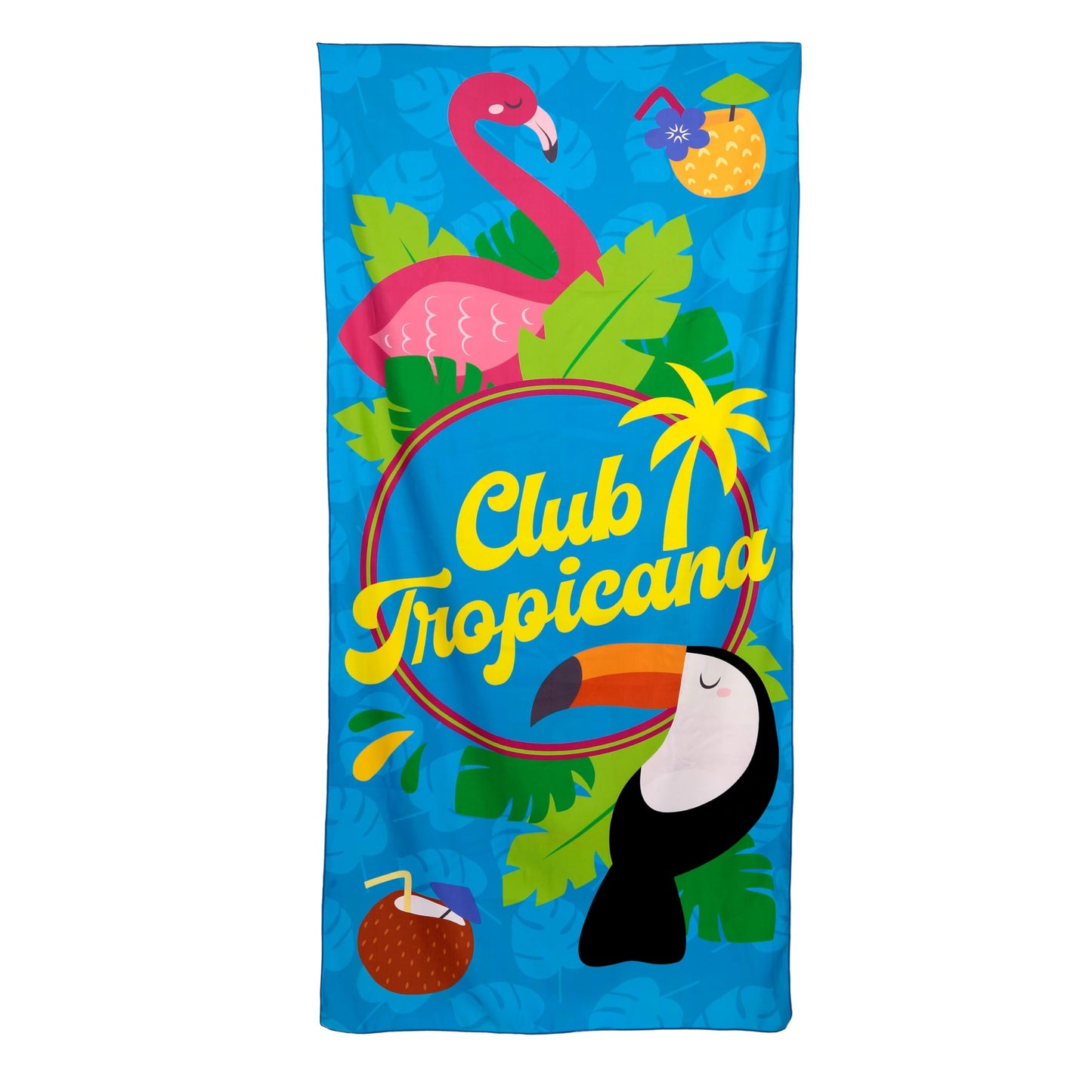 Puckator Flamingo Club Tropicana Microfibre Beach Towel - Large Quick Drying Lightweight Thin Funny Mens Girls Beach Pool Holiday Towel Towels For