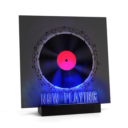 Now Playing Vinyl Record Stand, Vinyl Album Display Holder, 7-Color Lights