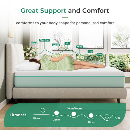 Uliyati Single Mattress Gel Memory Foam Mattress Medium Plush 90x190x18CM