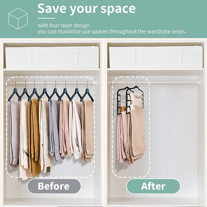 Baoswi 3 Pack Space Saving Non-Slip Jeans Slack Trousers Hangers Multiple Velvet Clothes Hanger Closet Organizer for Jeans,Scarf,Tie