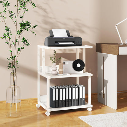 IBUYKE 3-Tier Printer Stand With Storage Shelf and Wheels - Rolling Cart for Home Office Organization, Heat Press, Microwave and Mini Fridge TPS001W