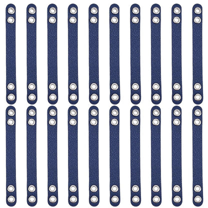 NBEADS 20 Pcs Coat Hanging Chains, Imitation Leather Bag Webbing Straps with Silver Metal Eyelets Durable Coat Loops Hanger Straps for Coats Jackets