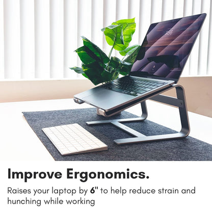 Macally Aluminum Laptop Stand for Desk - Works with All MacBook/Pro/Air & Laptops Between 10” to 17.3” - Sleek and Sturdy Laptop Riser - (ASTANDSG)