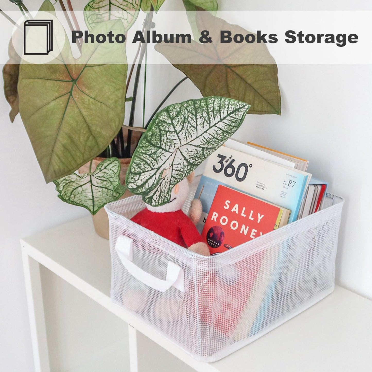 Goesort 3 Pack Storage Box with Steel Frame Support, Foldable Wardrobe Baskets with Handles, Clear Storage Baskets for Clothes, Toys, Towels, Office