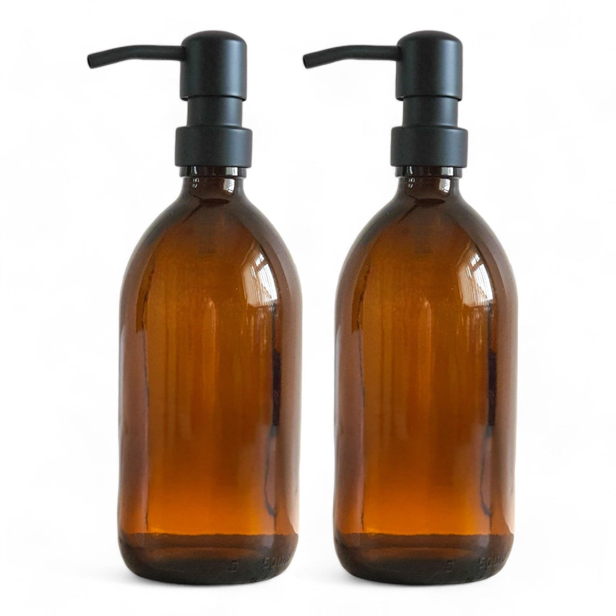 Amber Glass Bottles 500ml Soap Dispenser with Metal Pump (BPA-Free) Brown Glass Empty Soap Dispensers – Reusable Refillable Eco friendly