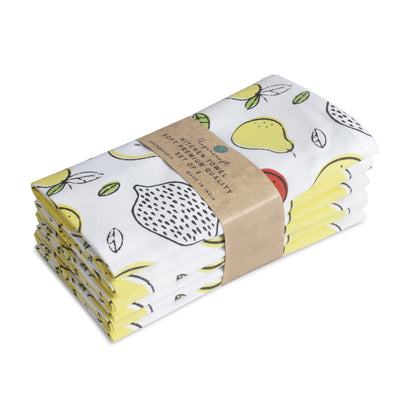 FINGERCRAFT Kitchen Dish Towels, 100% Natural Cotton, Set of 6 Multi-Purpose Kitchen Towels, Very Soft, Highly Absorbent
