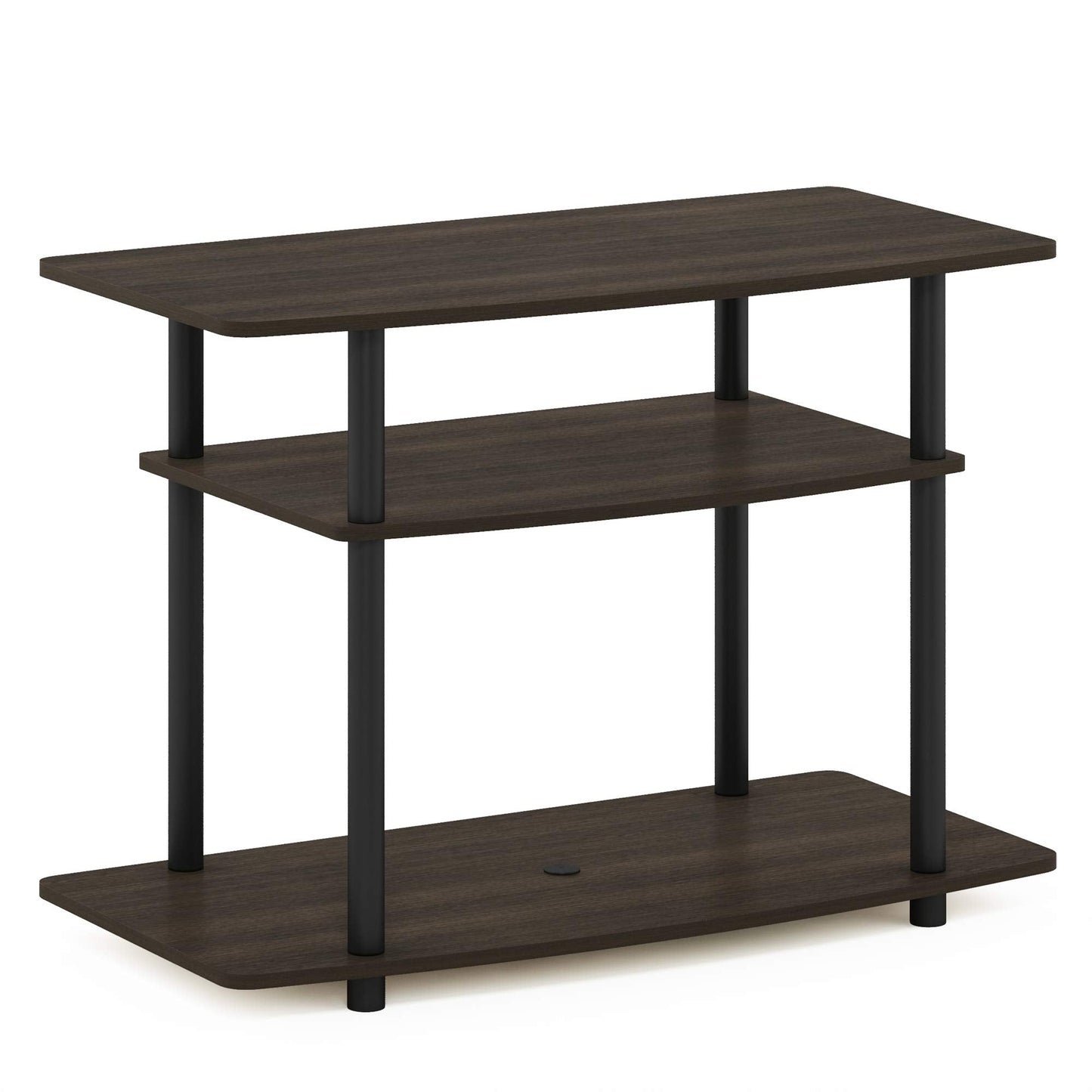 Furinno No Tools 3-Tier Entertainment Center Stand, TV Stands, TV Unit, TV Shelf, Dark Brown/Black