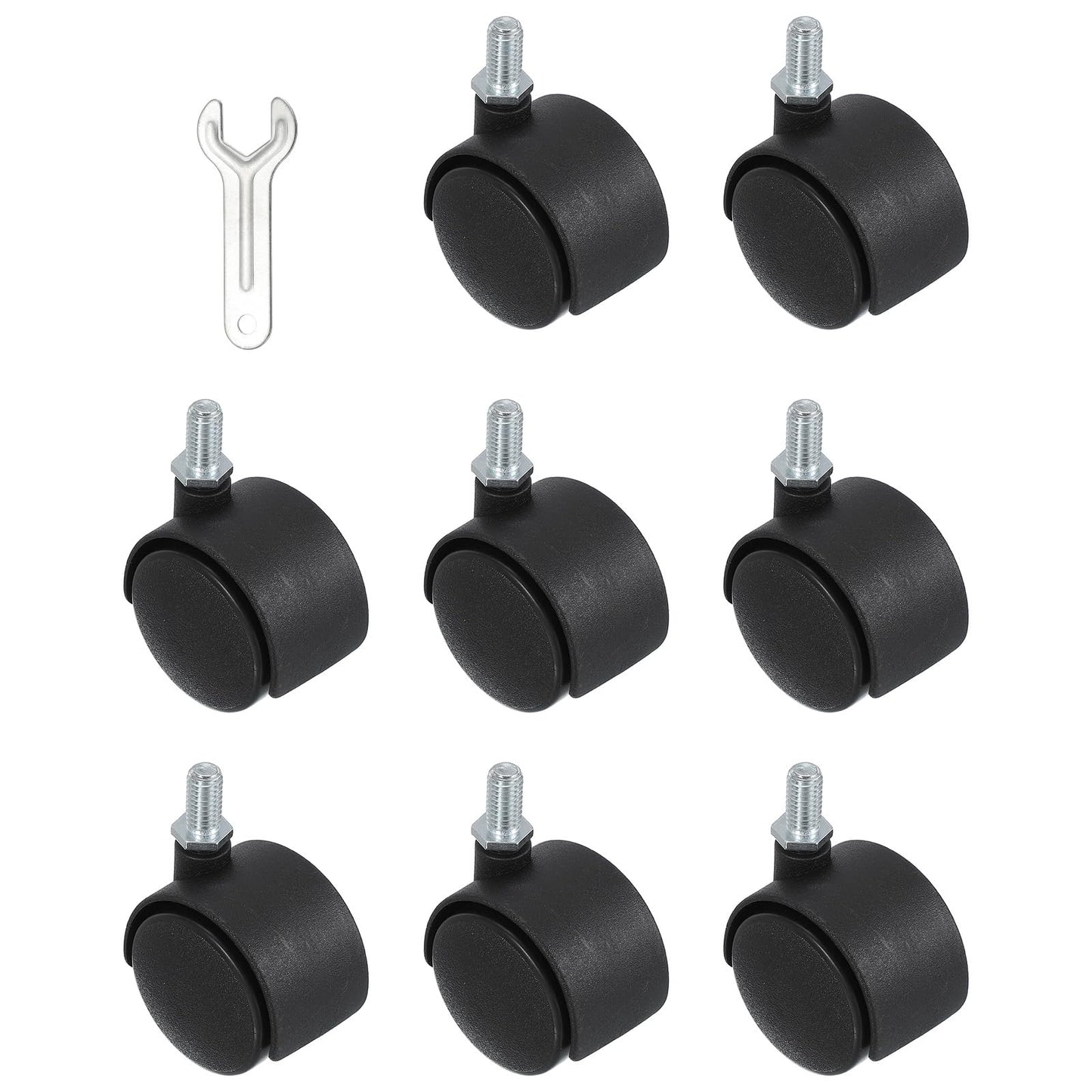 PATIKIL Office Chair Wheels Replacement 1.5", 8 Pcs Nylon Heavy Duty Office Furniture Casters Wheels with Wrench Universal Wheel for Hardwood Floor