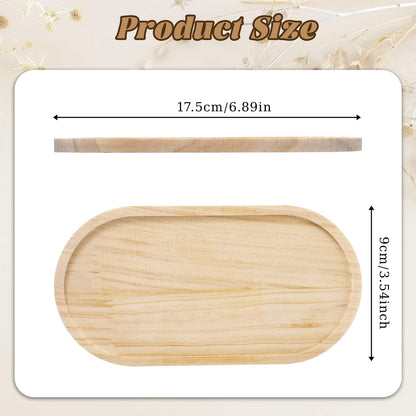 HJZHII 2Pcs Bamboo soap Dispenser Tray, Small Wooden Trays Bathroom Oval Countertop Tray Dispenser Trays Multi-Functional Countertop Organizer for