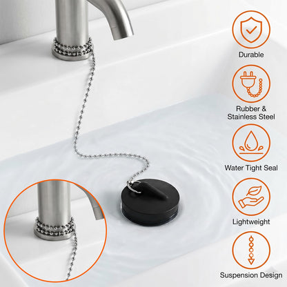 Guttiuaa 7 Pcs Kitchen Plug for Sink, Universal Bath Replacement Rubber Stopper Plugs with 40cm Metal Chain for Bathtub and Sinks