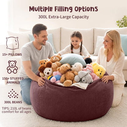 Nobildonna 3 ft Bean Bag Chair Cover (No Filler) for Adults and Kids 300L Extra Large Stuffed Animal Storage Bean Bag Washable Soft Premium Corduroy