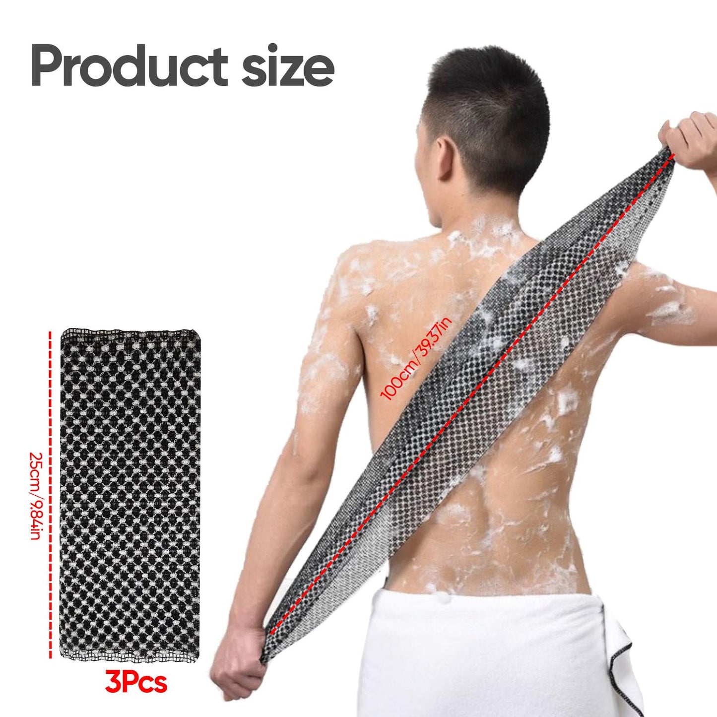 soitzhoc 3 pcs japanese exfoliating shower towel | exfoliating towel, Extra-Long Towel | Suitable for Sensitive and Rough Skin