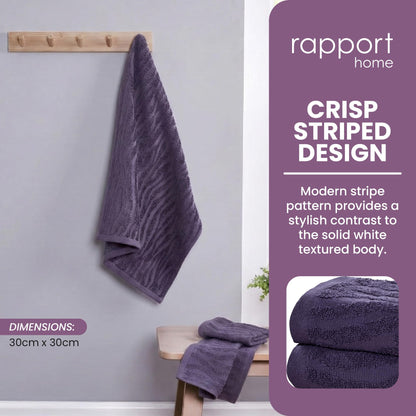 Rapport Home Safari Face Towels 2-Pack | Luxurious 100% Cotton 500gsm Soft Absorbent Face Cloths | Oeko-Tex Certified Bathroom Hand Towels | Damson