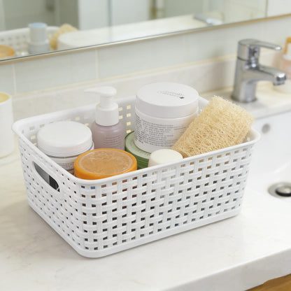 Vareone 6 Pack Pantry Plastic Storage Baskets, Organizer Container with Handle Organization Bins, Ideal for Kitchen, Bathroom