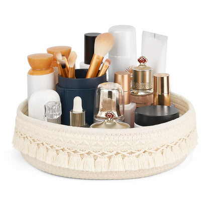 Mkono Macrame Boho Woven Decorative Rope Basket for Perfume and Cosmetics Storage