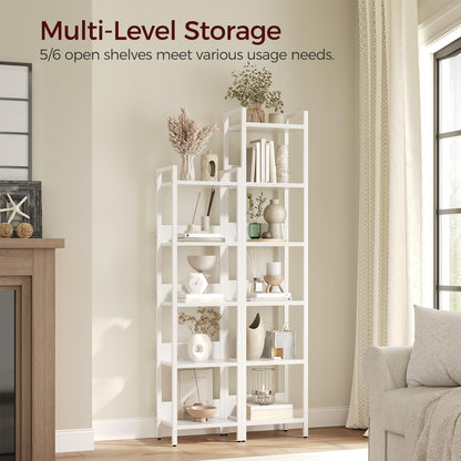 MAHANCRIS Bookshelf, 6-Tier Bookcase, Standing Book Shelf for Small Space, Storage Shelf Organizer, for Living Room, Bedroom, Study, Balcony